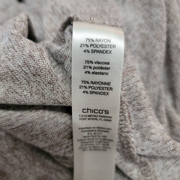 Zenergy by Chico's grey beige sweater Cowl Neck 3/4 sleeve soft size 3 or XL - Picture 6 of 6